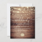 Natürliche Rustikale Holz- und Weißlichtstrasse Einladung (Vorderseite)