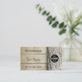 Natürliche rustikale Holzkarten Baumrinde-Körnchen Visitenkarte (Stehend Vorderseite)