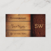 Natürliche Rustikale Holzkarten Baumrinde Monogram Visitenkarte (Vorderseite)