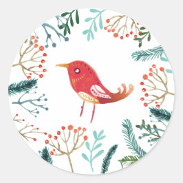 Natürliche rustikale Weihnachten Runder Aufkleber