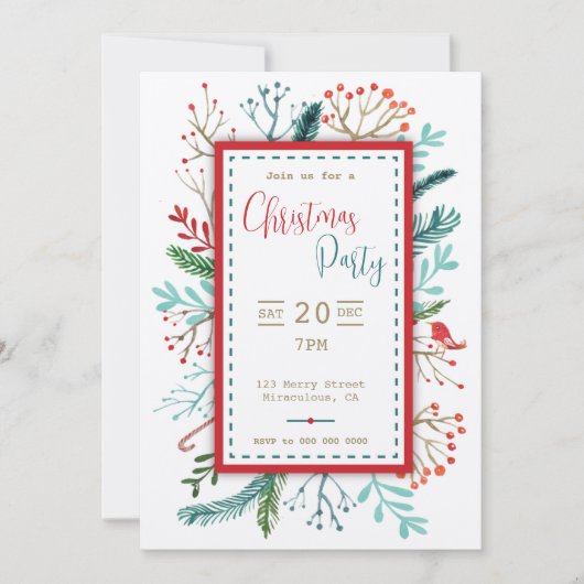 Natürliche rustikale Weihnachtseinladung Einladung (Vorderseite)