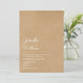 Natürliche Script rustic Kraft Foto Hochzeit Einladung (Stehend Vorderseite)