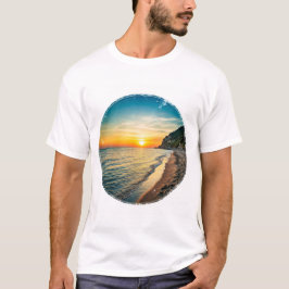 Natürliche Strandlandschaft mit italienischer Sonn T-Shirt