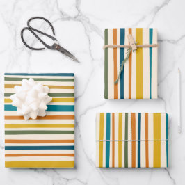Natürliche Streifen Modernes ästhetisches Muster Geschenkpapier Set