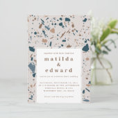 Natürliche Terrazzo Typografie Moderne Hochzeit Ankündigung (Stehend Vorderseite)