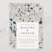 Natürliche Terrazzo Typografie Moderne Hochzeit Ankündigung (Vorne/Hinten)