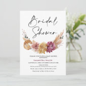 Natürliche Töne Pflaumenfarben Boho Brautparty Einladung (Stehend Vorderseite)