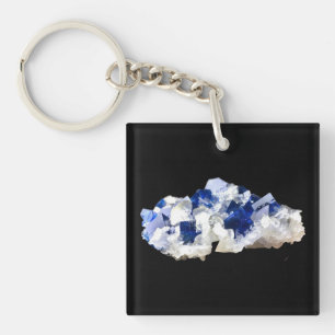 Natürliche transparente tiefblaue Fluorit-Kristall Schlüsselanhänger