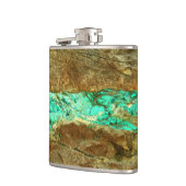 Natürliche türkisfarbene Vene aus grobbraunem Stei Flachmann (Links)