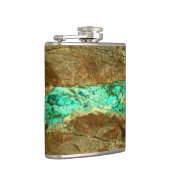 Natürliche türkisfarbene Vene aus grobbraunem Stei Flachmann (Rechts)