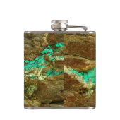 Natürliche türkisfarbene Vene aus grobbraunem Stei Flachmann (Rückseite)