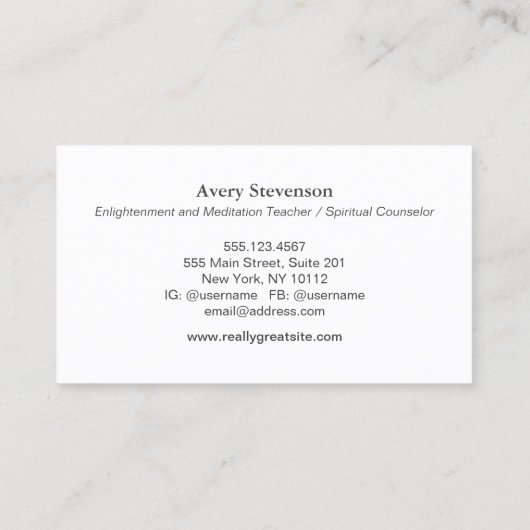 Natürliche und alternative Gesundheits- und Wellne Visitenkarte (Rückseite)