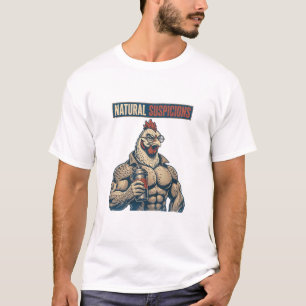 Natürliche Verdachtsmomente Lustiger Fitness-Hahn- T-Shirt