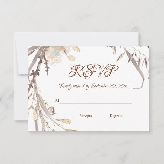 Natürliche Wasserfarbe Trockene Kräuter Wraath Rus RSVP Karte (Vorderseite)