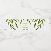 Natürliche, wasserfarbene Blätter Wasserflaschenetikett (Einzelnes Label)