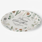 Natürliche Weihnachten minimalistisch botanisch Pappteller (Schrägansicht)