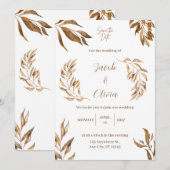 Natürliche, weiße und braune Hochzeit Einladung (Vorne/Hinten)