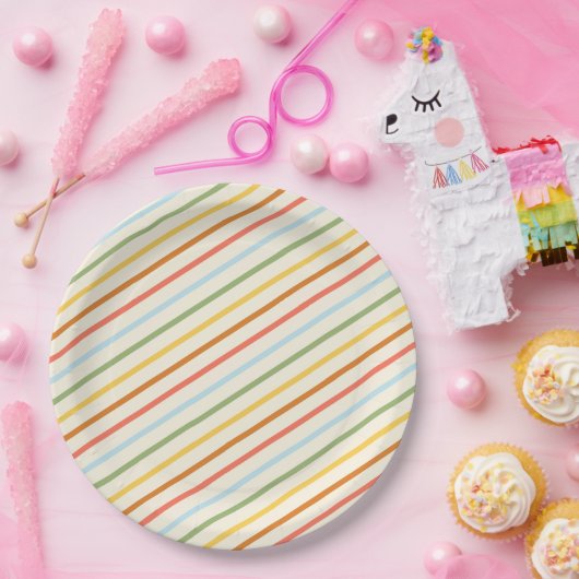 Natürliche Wunder Stripmuster Pappteller (Party)