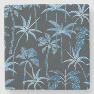 Natürlicher Anker: Botanischer Palm-Absorber Navy Steinuntersetzer