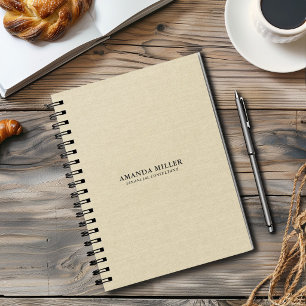 Natürlicher Beige Leinenstoff mit grauer Typografi Planer
