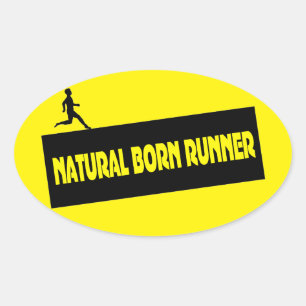 Natürlicher Geborener Runner - Funny Running Stick Ovaler Aufkleber