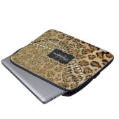 Natürlicher Glitzer in Goldleopard Laptopschutzhülle (Vorne Knopf)