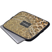 Natürlicher Glitzer in Goldleopard Laptopschutzhülle (Vorne Knopf)