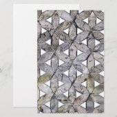 Natürlicher grauer Stein Mosaikmuster Blume des Le Briefpapier (Vorne/Hinten)