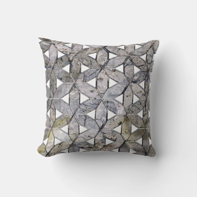 Natürlicher grauer Stein Mosaikmuster Blume des Le Kissen (Vorderseite)