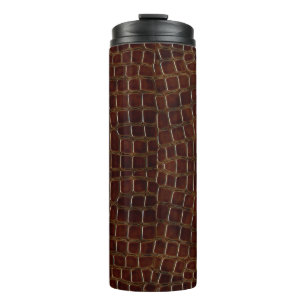 Natürlicher Hintergrund aus lackiertem braunem Kro Thermosbecher