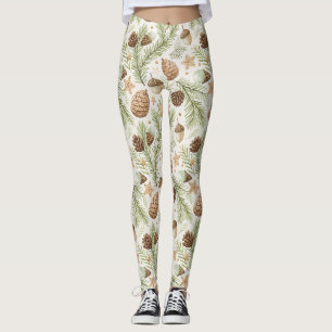 Natürlicher Immergrüner Kiefernzapfen Goldbraun Leggings