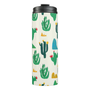 Natürlicher Kaktus: Nahtlose Folk Art. Thermosbecher