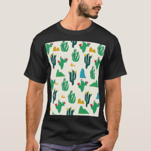 Natürlicher Kaktus: Nahtlose Volkskunst. T-Shirt