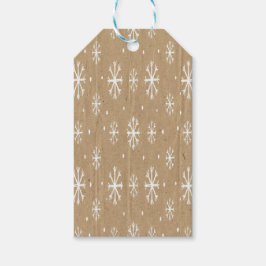 Natürlicher Kraft-Stil mit weißem Schneeflockenmus Geschenkanhänger