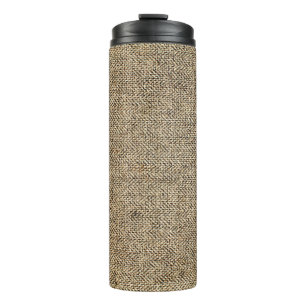 Natürlicher Leinenhintergrundhintergrund, Ausbeulu Thermosbecher