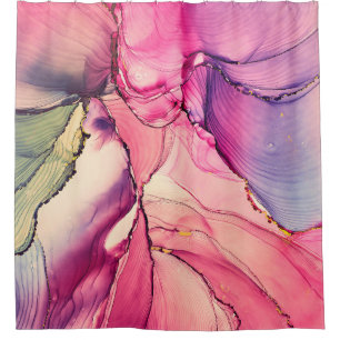 Natürlicher Luxus abstrakte Flüssigkunstmalerei in Duschvorhang