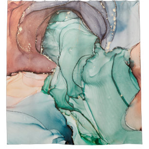 Natürlicher Luxus abstrakte Flüssigkunstmalerei in Duschvorhang