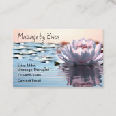 Natürlicher Massagetherapeut Lotus Blume Visitenkarte (Vorderseite)
