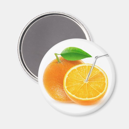 Natürlicher Orangensaft Magnet (Vorderseite/Rückseite)