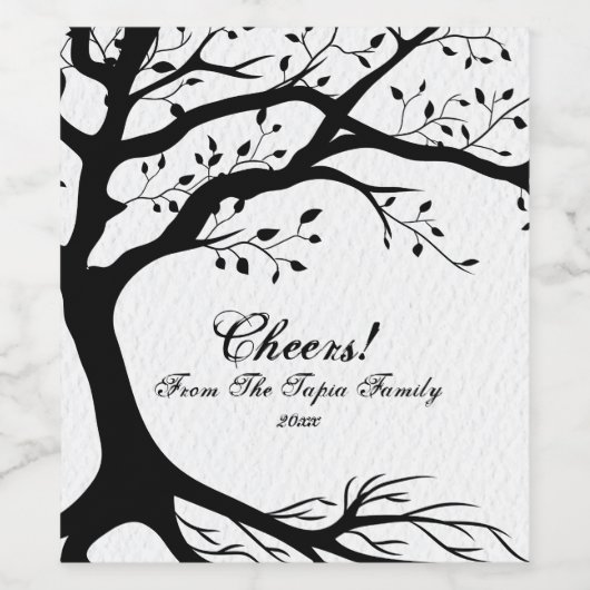 Natürlicher, schwarzer und weißer Baum Weinetikett (Einzelnes Label)