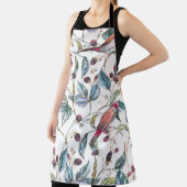 Natürliches Aquarellmuster: BlackBerry, Vögel, f Schürze (InSitu)