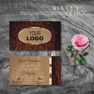 Natürliches Baumkornbrotkorn Oval Gold Border Log Visitenkarte