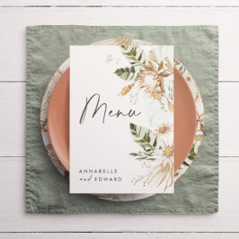 Natürliches bohemianisches, modernes, elegantes Bl Menükarte