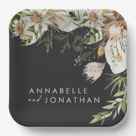 Natürliches bohemianisches, modernes, elegantes Bl Pappteller