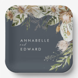 Natürliches bohemianisches, modernes, elegantes Bl Pappteller