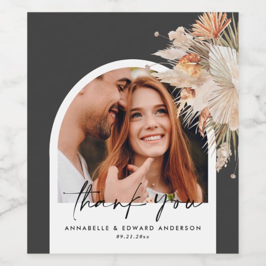 Natürliches botanisches Foto Weinetikett (Einzelnes Label)