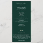 Natürliches botanisches Grün-Hochzeitsprogramm Programm (Rückseite)