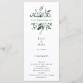 Natürliches botanisches Grün-Hochzeitsprogramm Programm (Vorderseite)