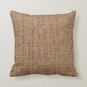 Natürliches braunes Jute-Leinwand grobe Grunge-Hin Kissen