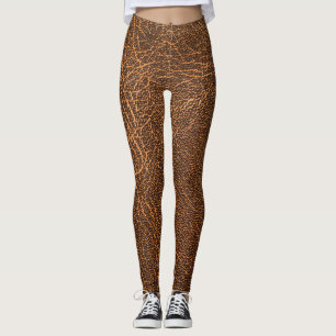 Natürliches braunes Leder: Texturierter Hintergrun Leggings